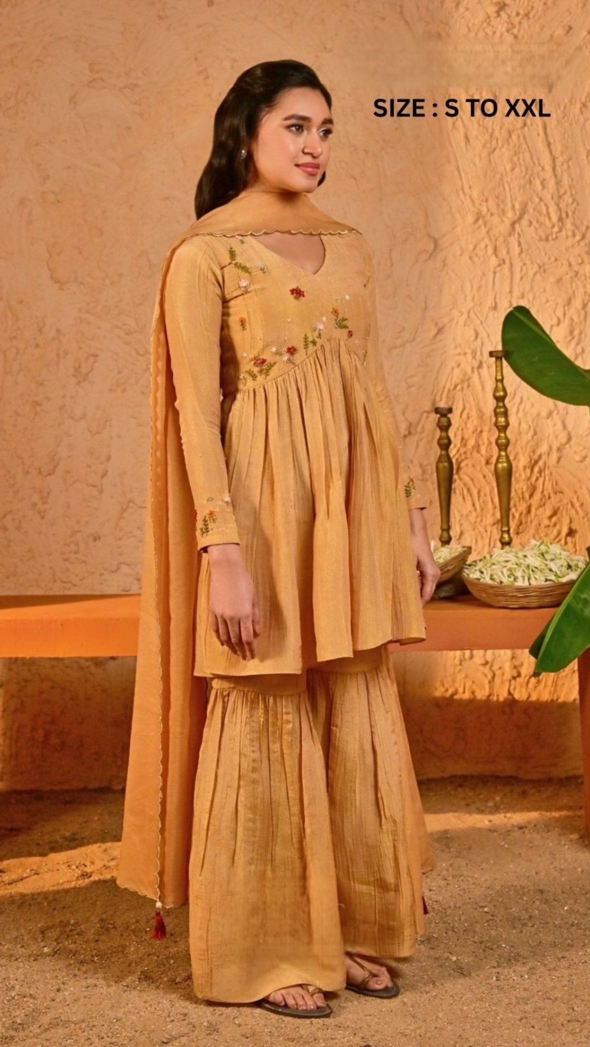 Kamini Kurta Plazo In Yellow - Image 4