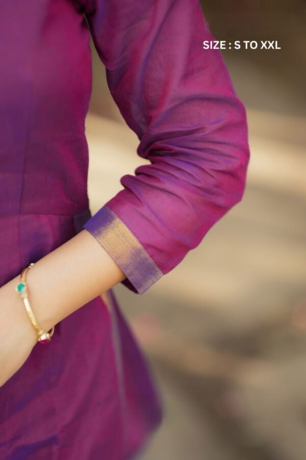 Sinamika Handloom Purple Kurta Palazzo Suit Set - Image 7