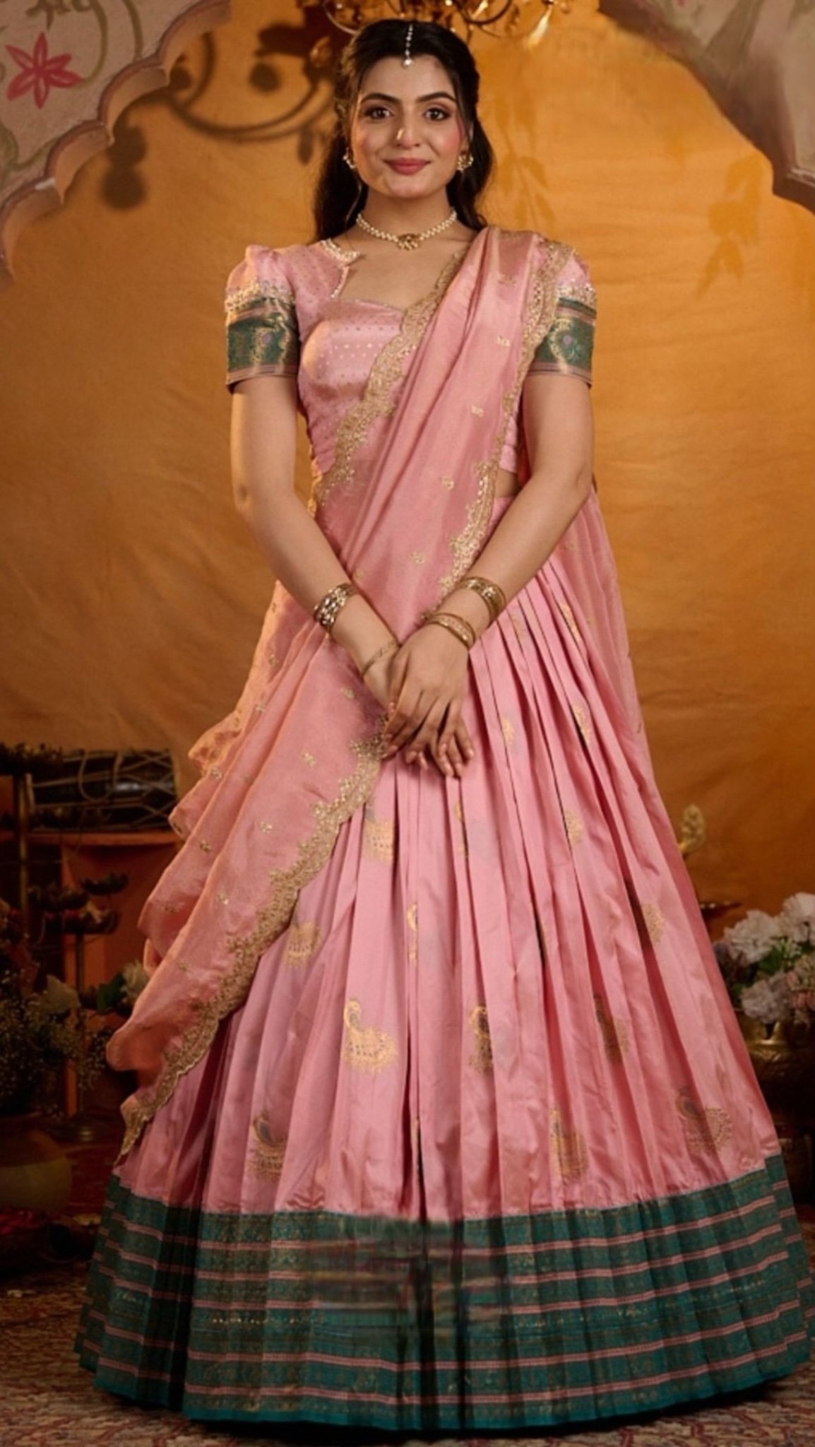 Sumitha Half Saree in Baby Pink - Image 4