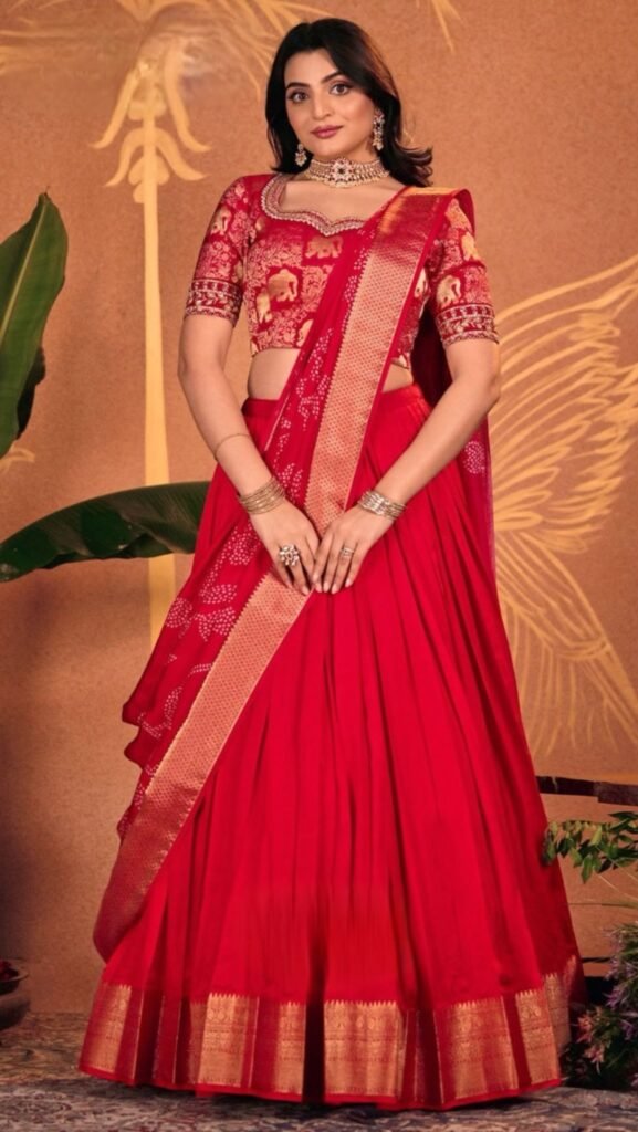 MANGAI Bridal Red lehenga