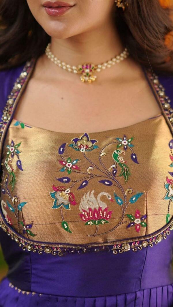 Tanvi Soft Silk Handwork Anarkali Gown Dress - Image 5