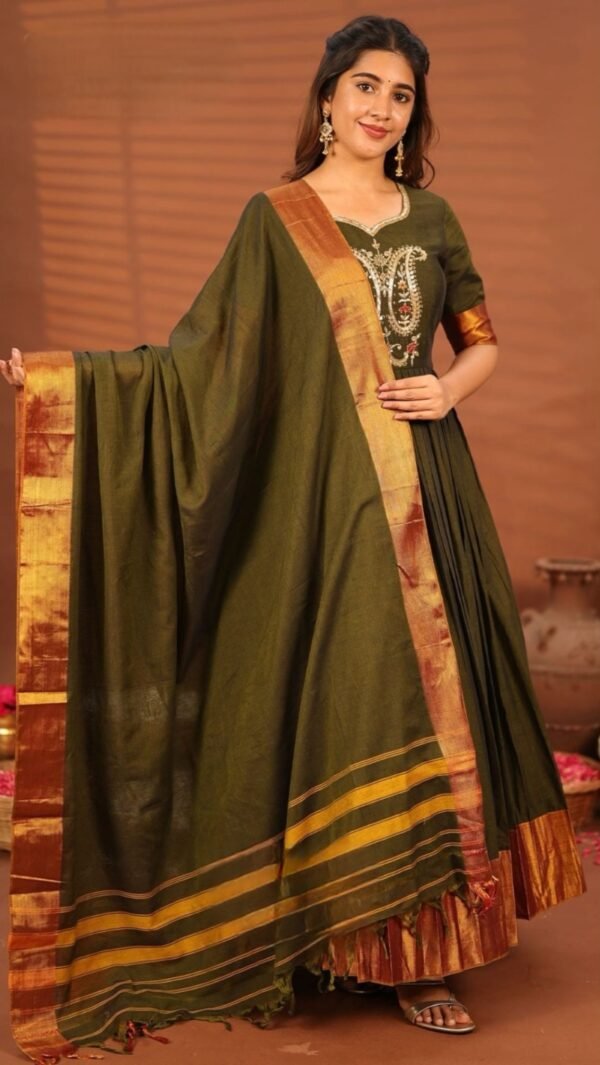 Sharadha Green Anarkali Gown Set - Image 4
