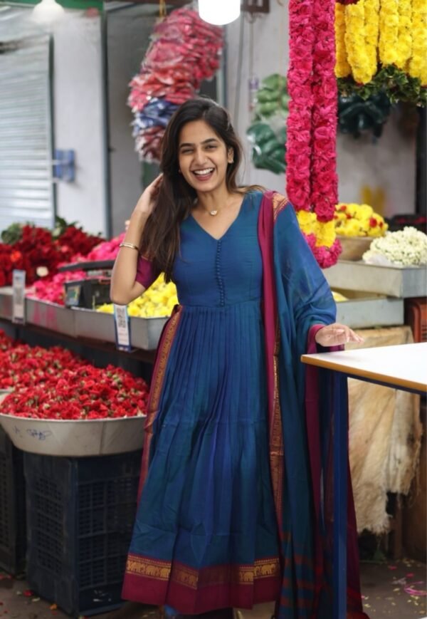 Saanvi Peacock Blue Suit Set - Image 2