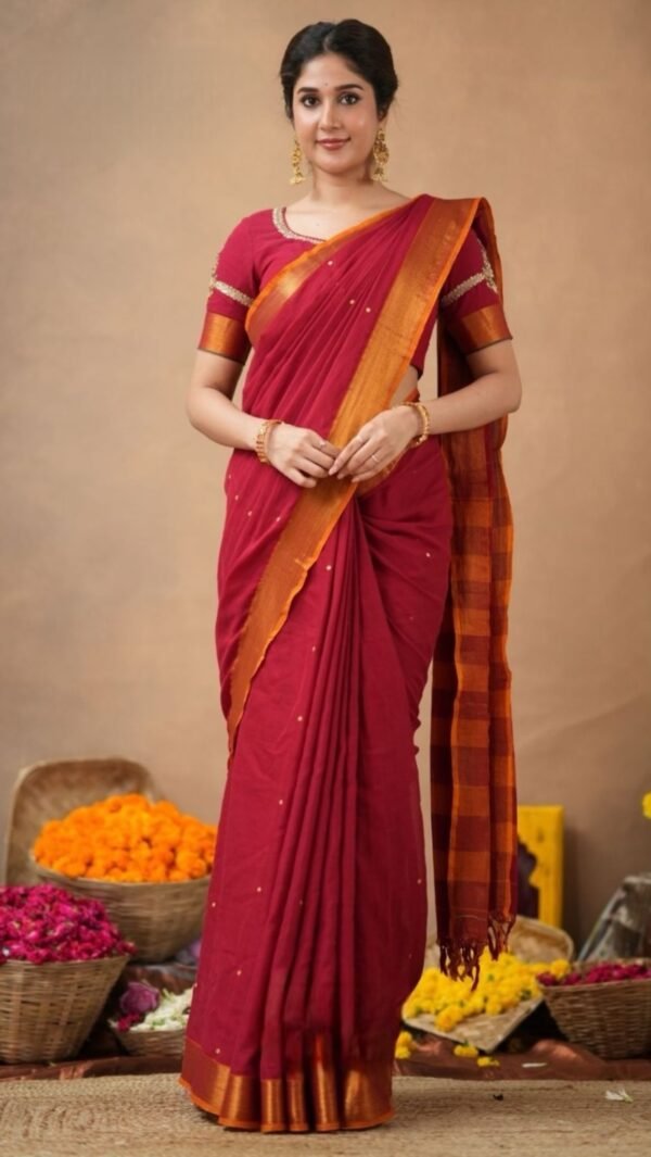 Narhini 2-In-1 Half Saree In Red - Image 4