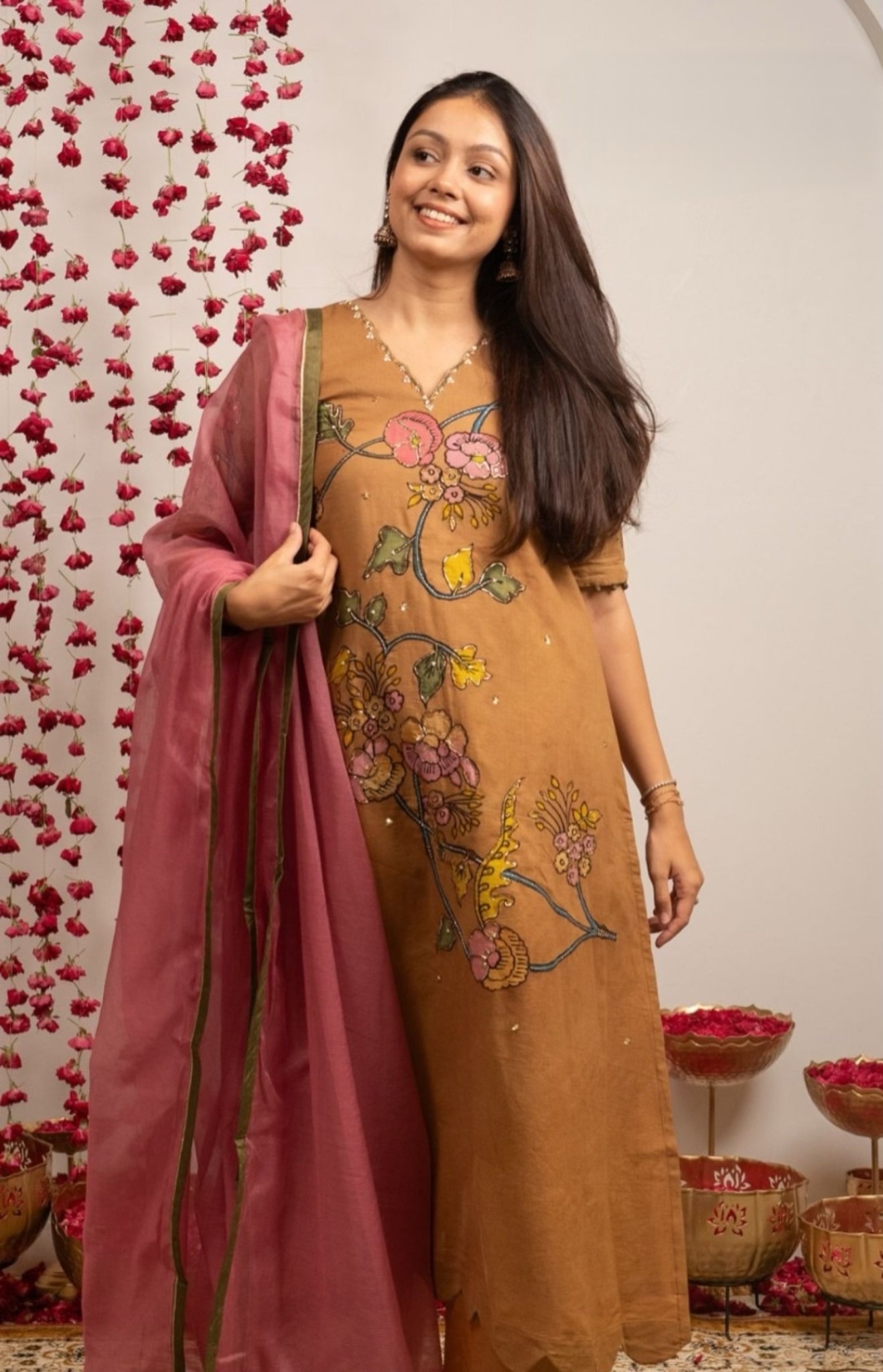 Rishha Kurta Set In Ochre Yellow - Image 1