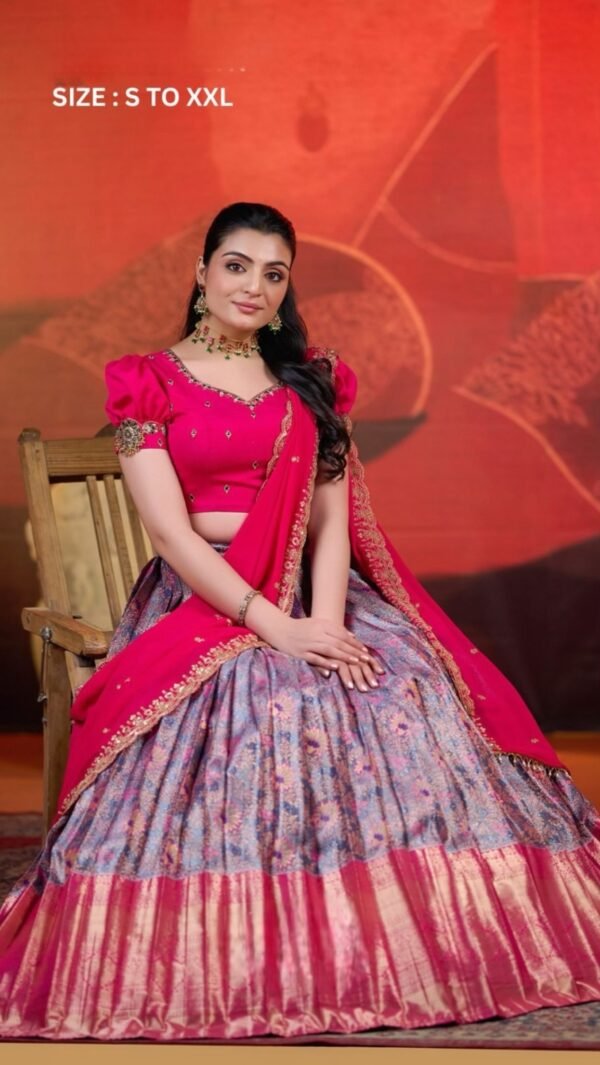 Rahana Banarasi Lehenga Set in PInk - Image 6