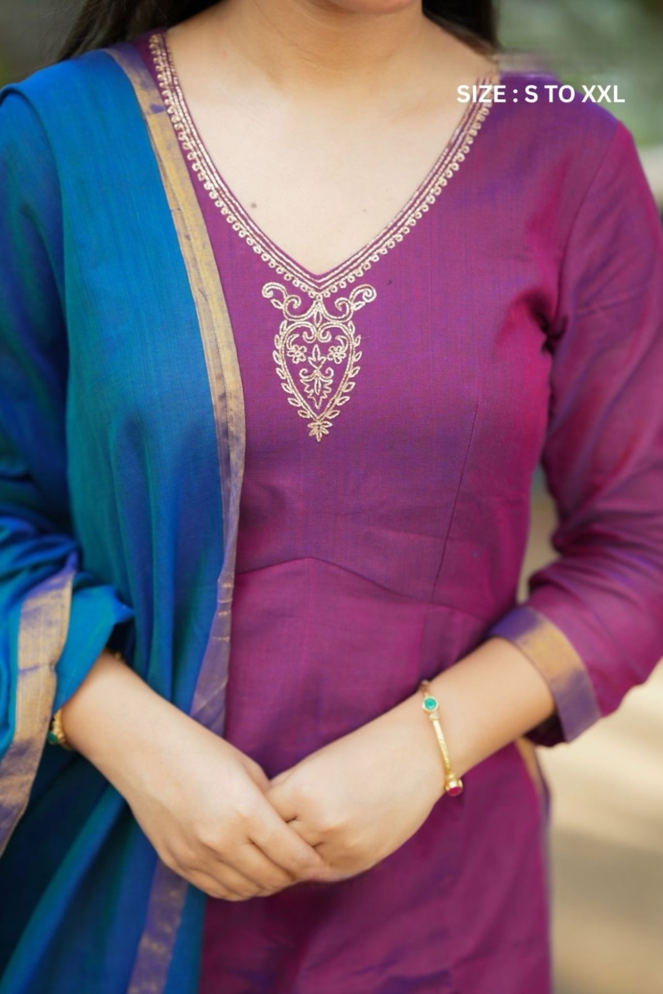 Sinamika Handloom Purple Kurta Palazzo Suit Set - Image 6