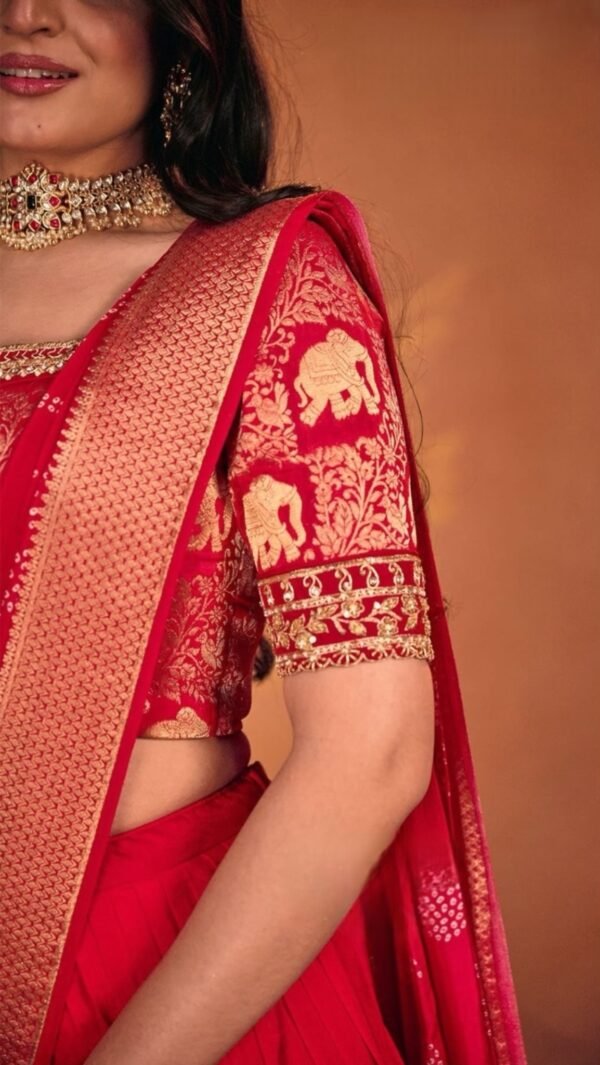 MANGAI Bridal Red lehenga - Image 4