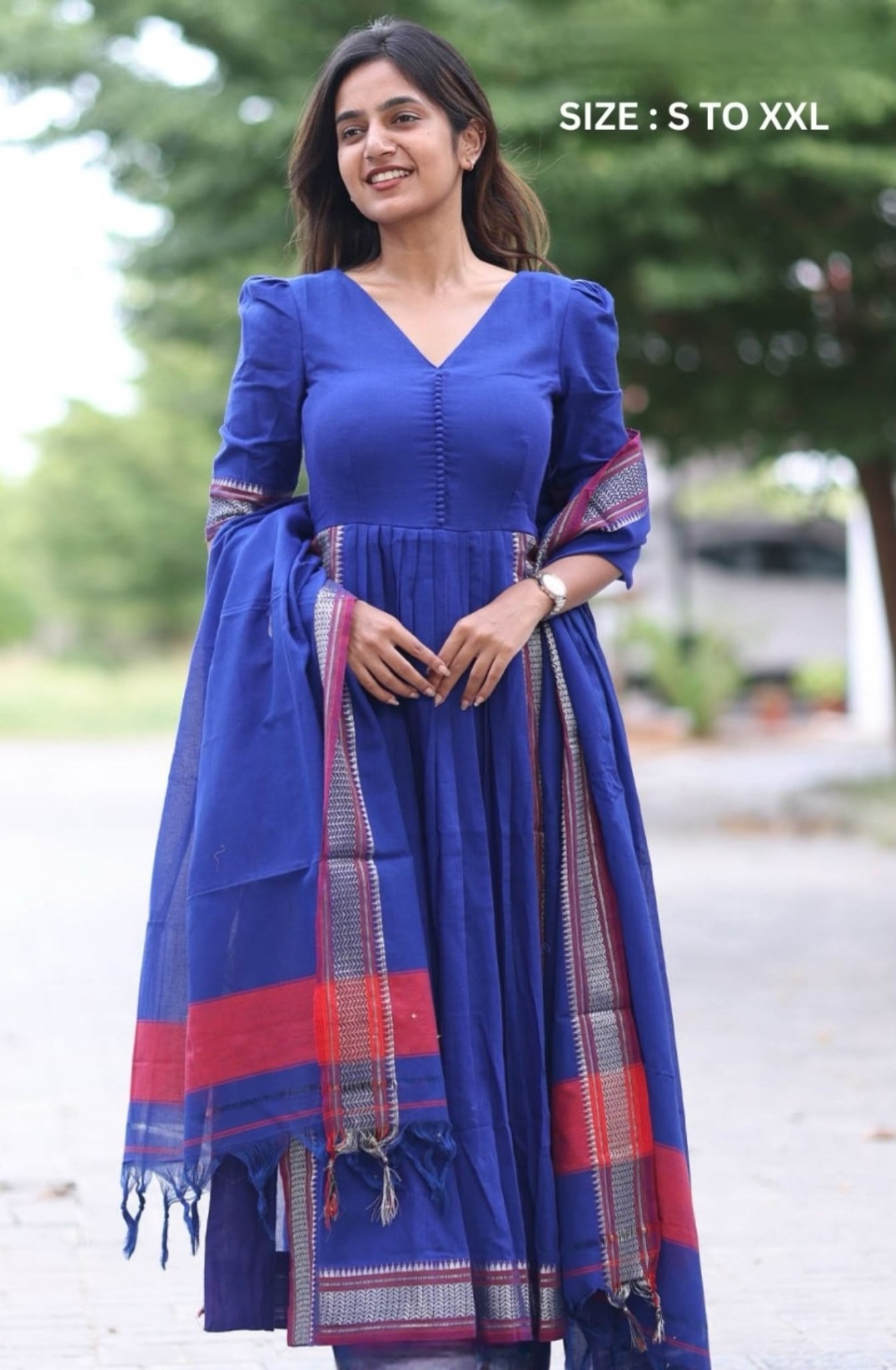 Sadha Blue Handloom Suit Set - Image 1