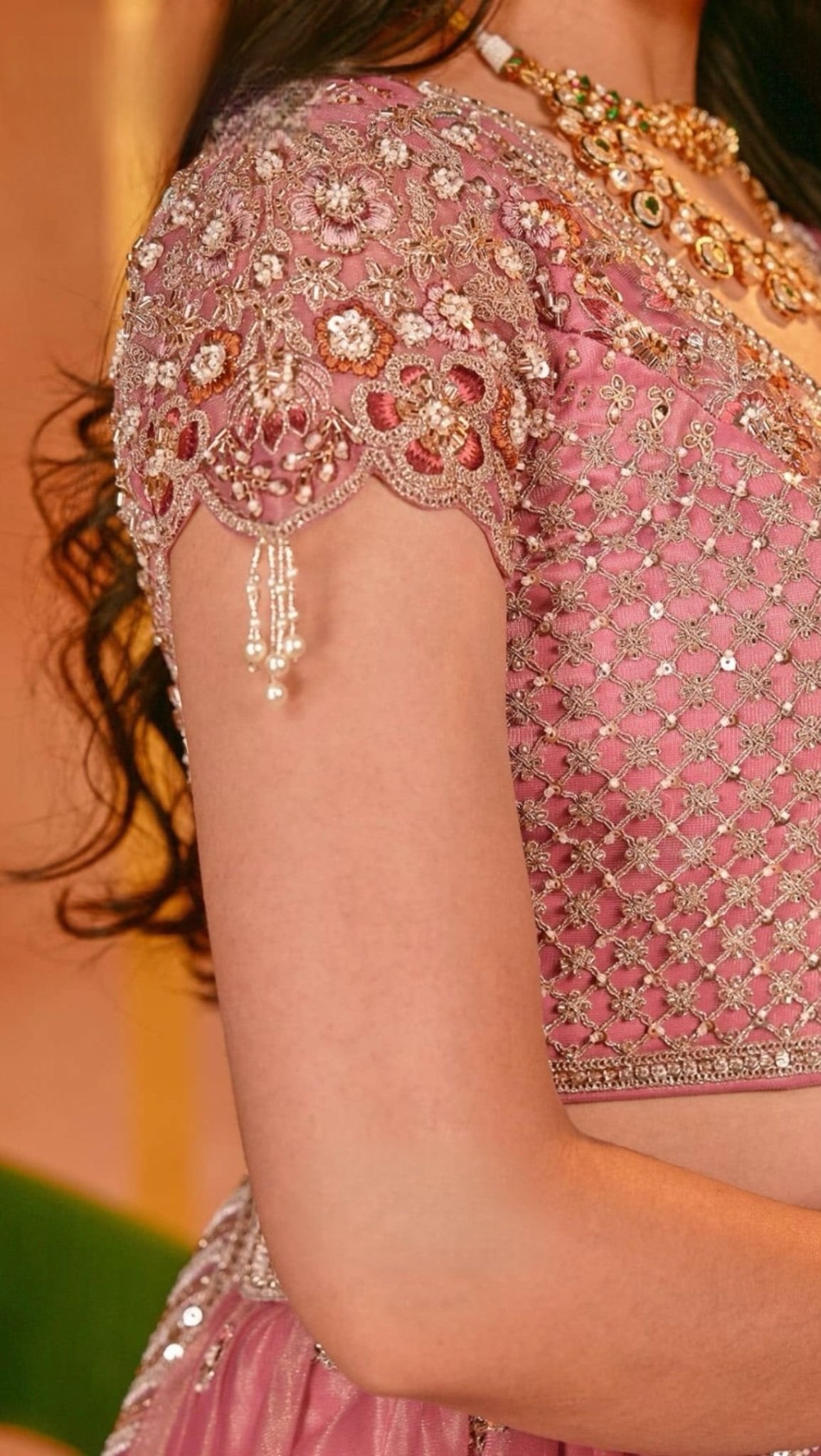 Dhanshi Bridal Pink Lehenga Set in shimmar Net - Image 5