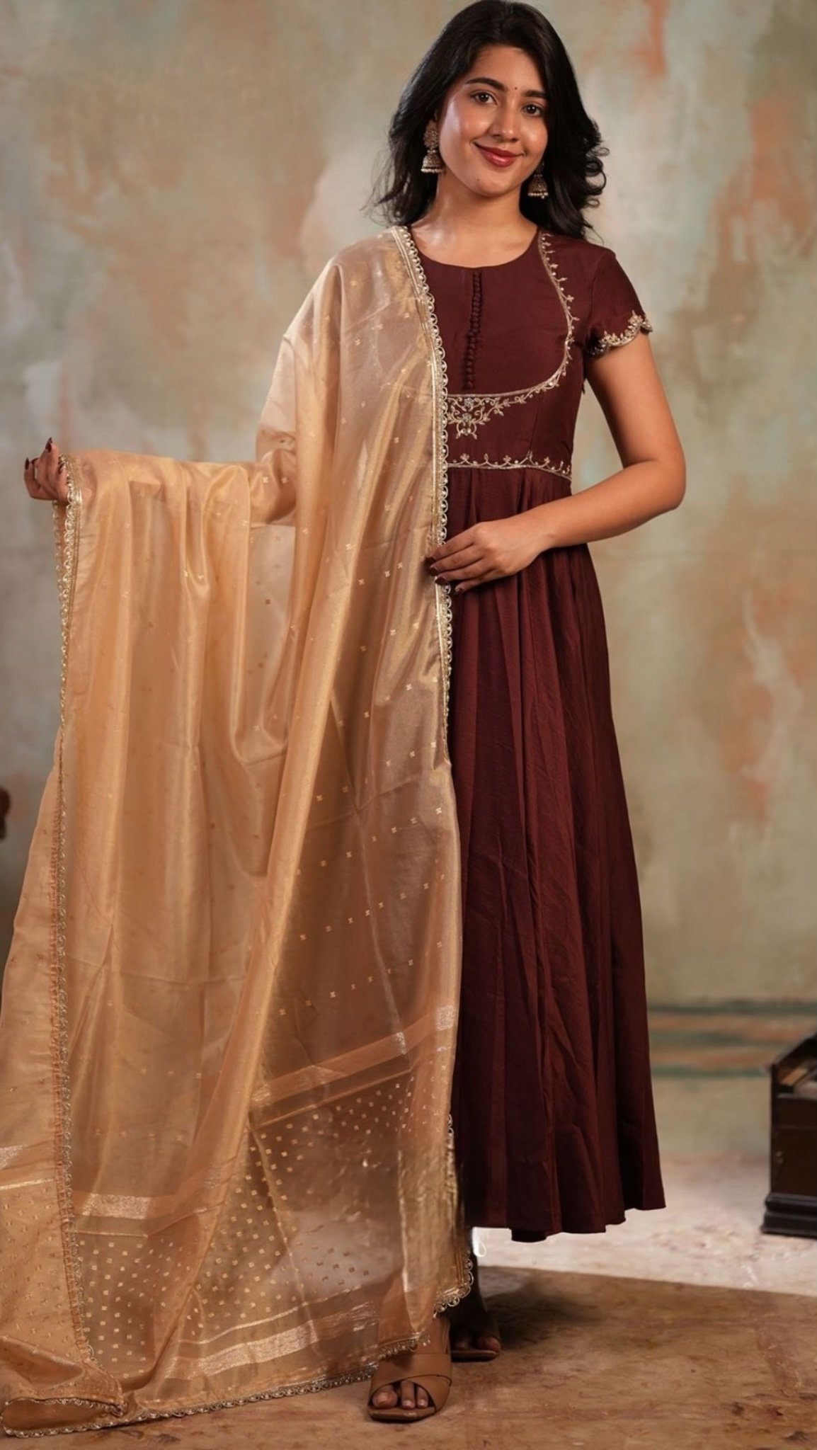 Padmini Chanderi Silk Anarkali Dress - Image 1