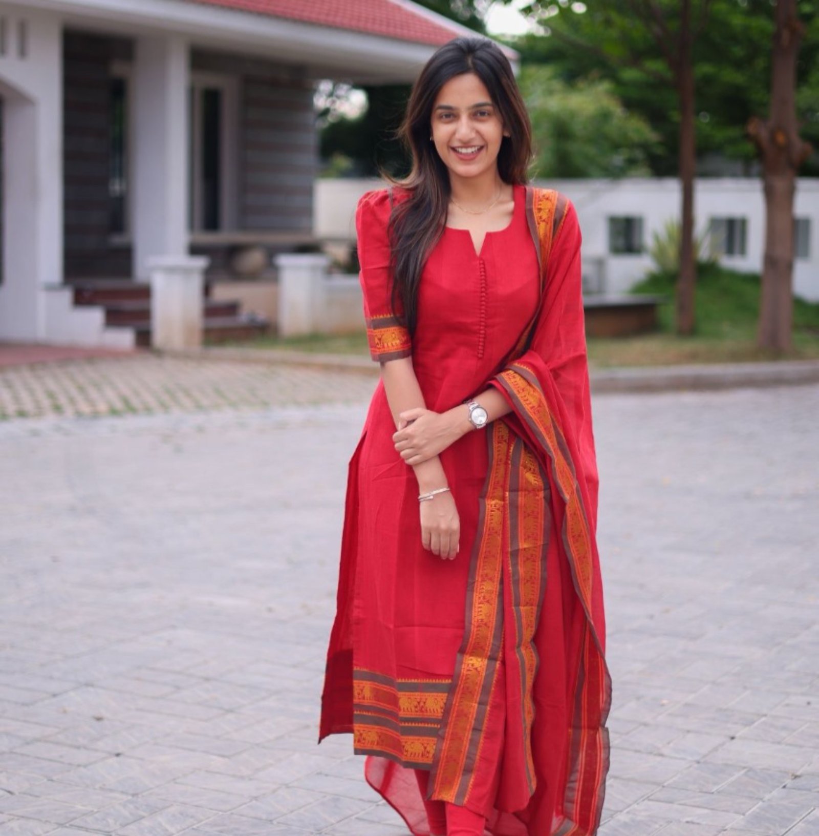 Rakshitha Kurta Set in Red - Image 1