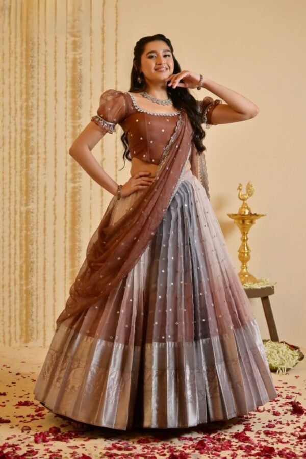 Shasha Lehenga Set in Brown - Image 5