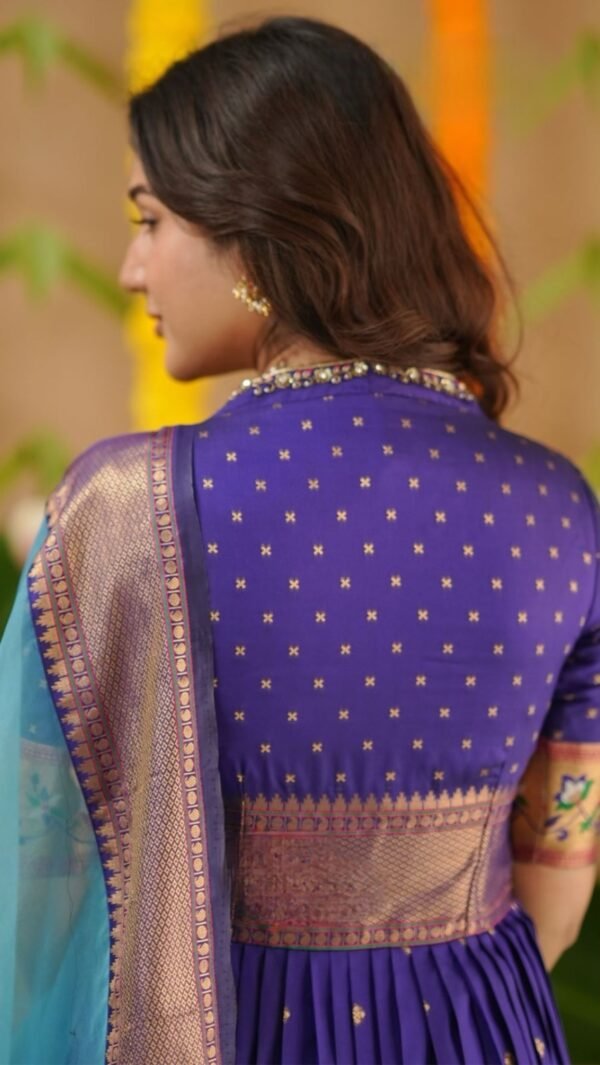 Tanvi Soft Silk Handwork Anarkali Gown Dress - Image 4