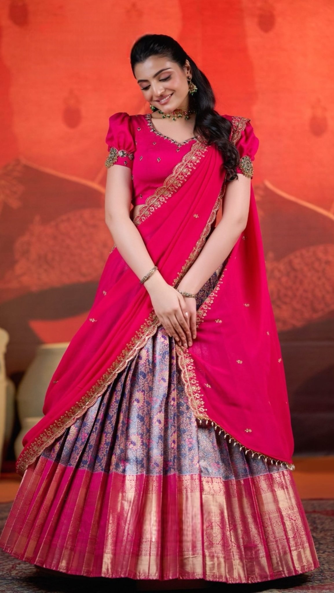 Rahana Banarasi Lehenga Set in PInk - Image 2
