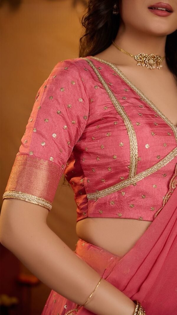 Sarah Gulabi Viscose Dola Lehenga Set In Pink - Image 2