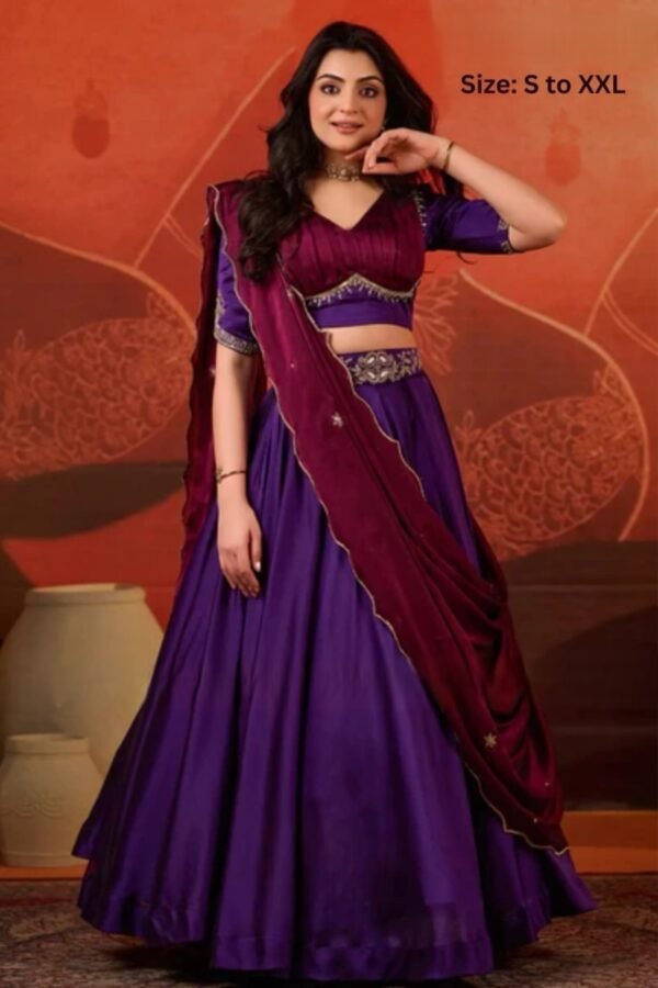 Ariia Lehenga Set in Purple - Image 3