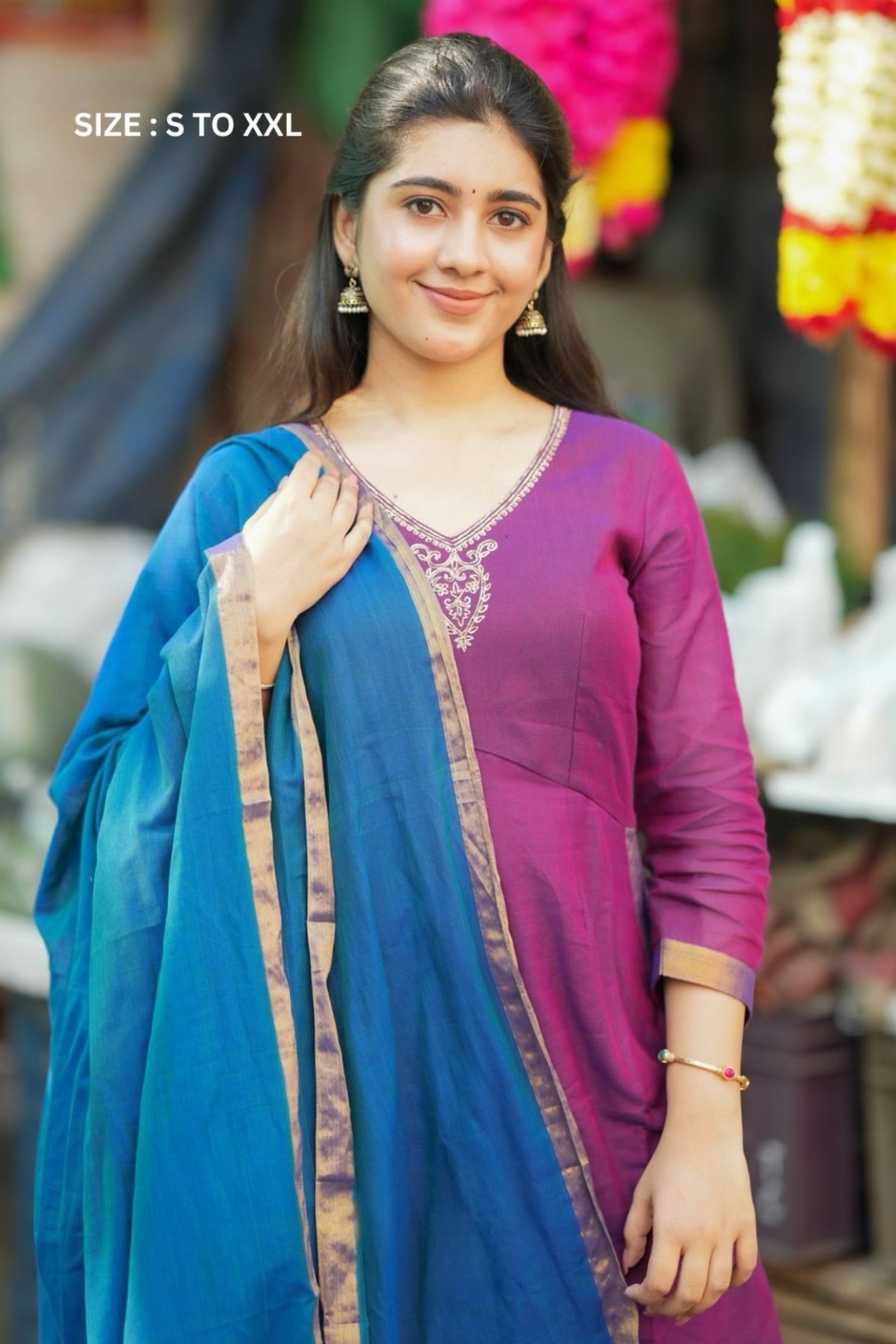 Sinamika Handloom Purple Kurta Palazzo Suit Set - Image 4