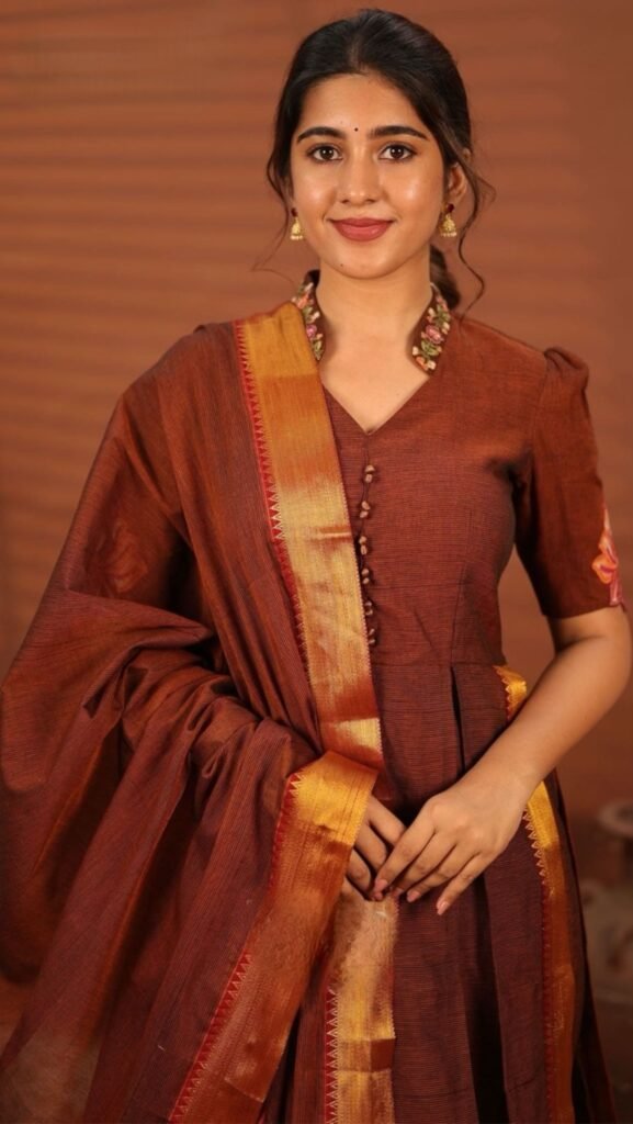 Raani Brown Handloom Kurta Set
