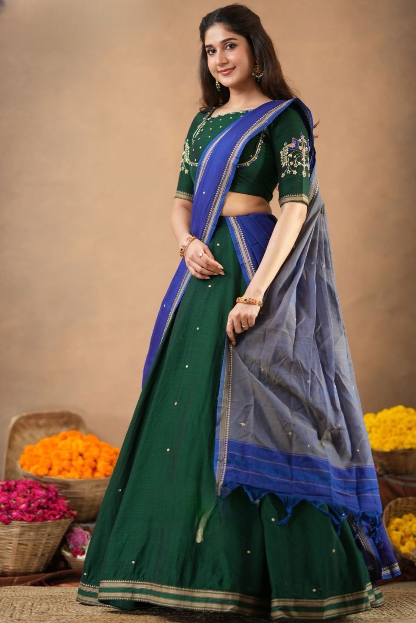 Ahrana 2-In-1 Cotton Half Saree - Image 8