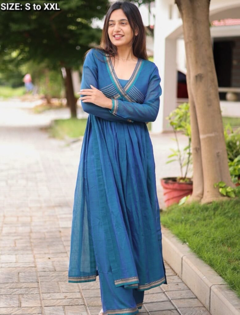 Manikha Kurta Set in Peacock Blue