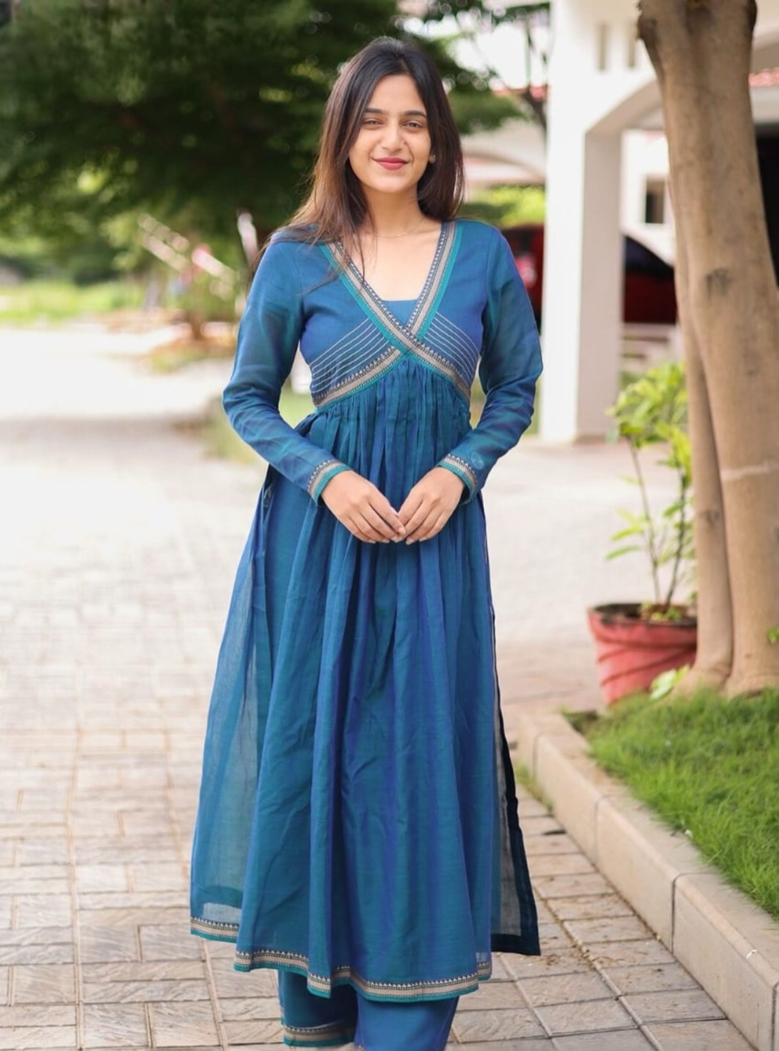Manikha Kurta Set in Peacock Blue - Image 1