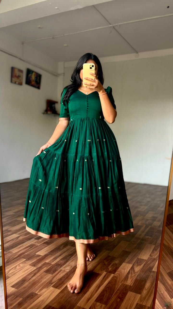 Pure Narayanpet Mercerized Cotton Gown - Image 4