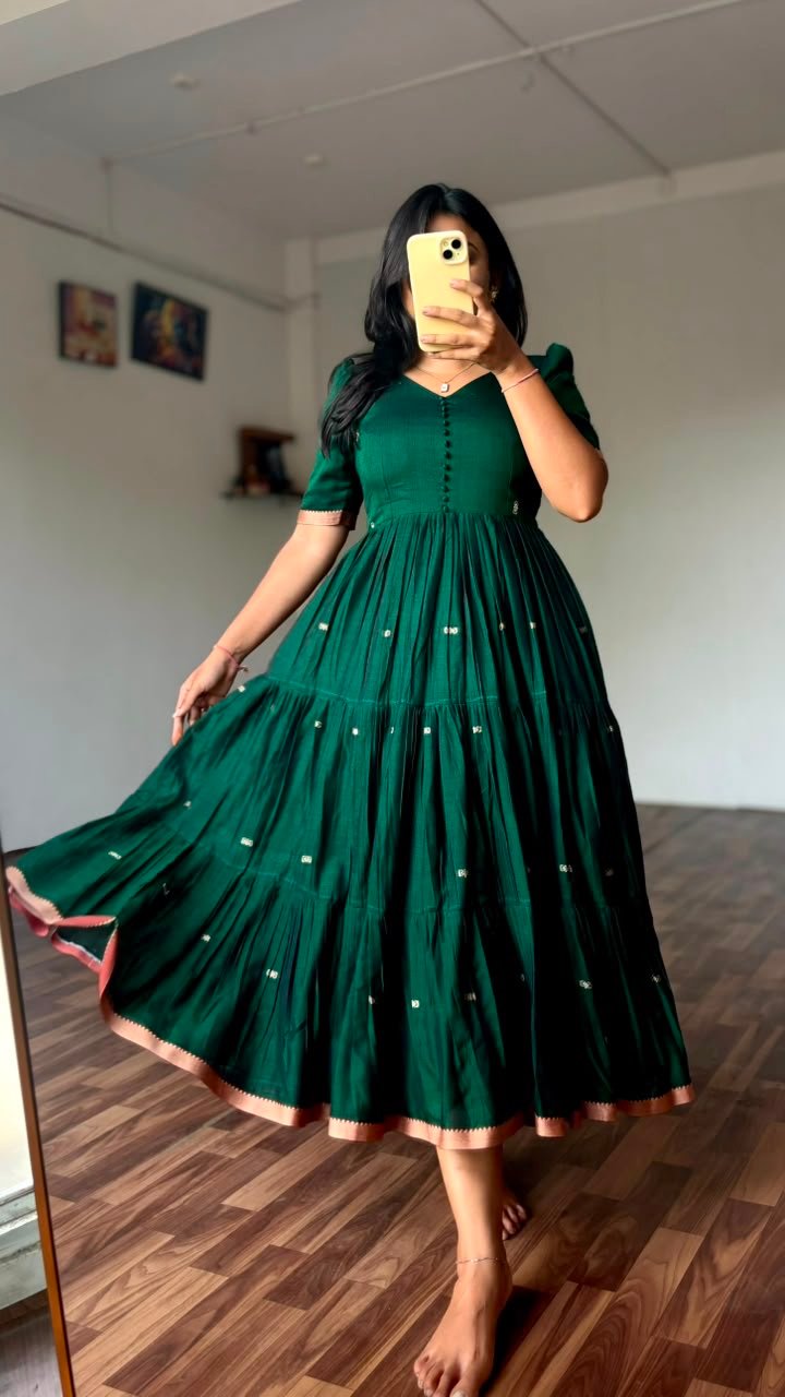 Pure Narayanpet Mercerized Cotton Gown - Image 1