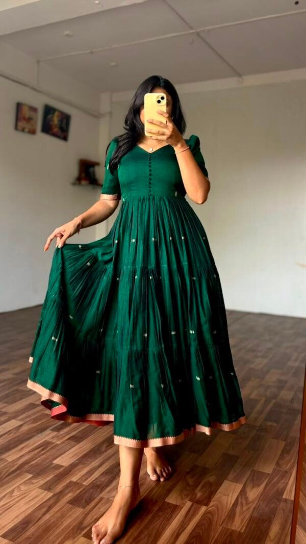 Pure Narayanpet Mercerized Cotton Gown - Image 5