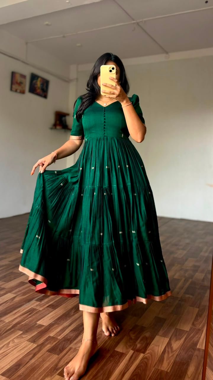 Pure Narayanpet Mercerized Cotton Gown - Image 5