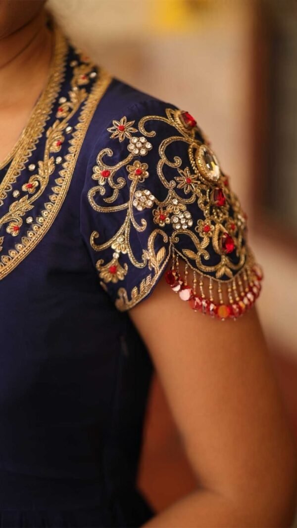 Royal Neela | Blue Natural Crepe Anarkali Suit Set - Image 3