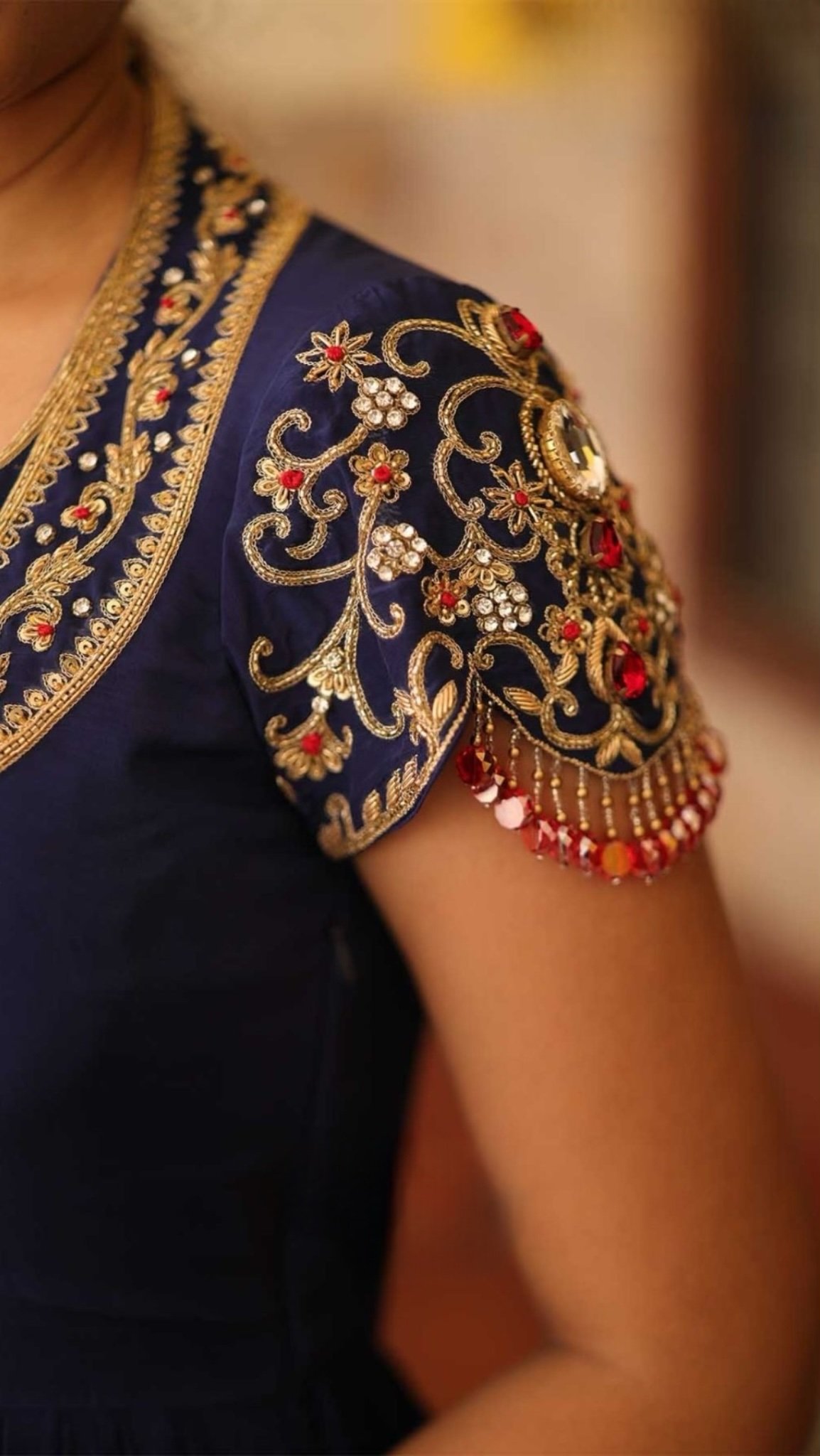 Royal Neela | Blue Natural Crepe Anarkali Suit Set - Image 3